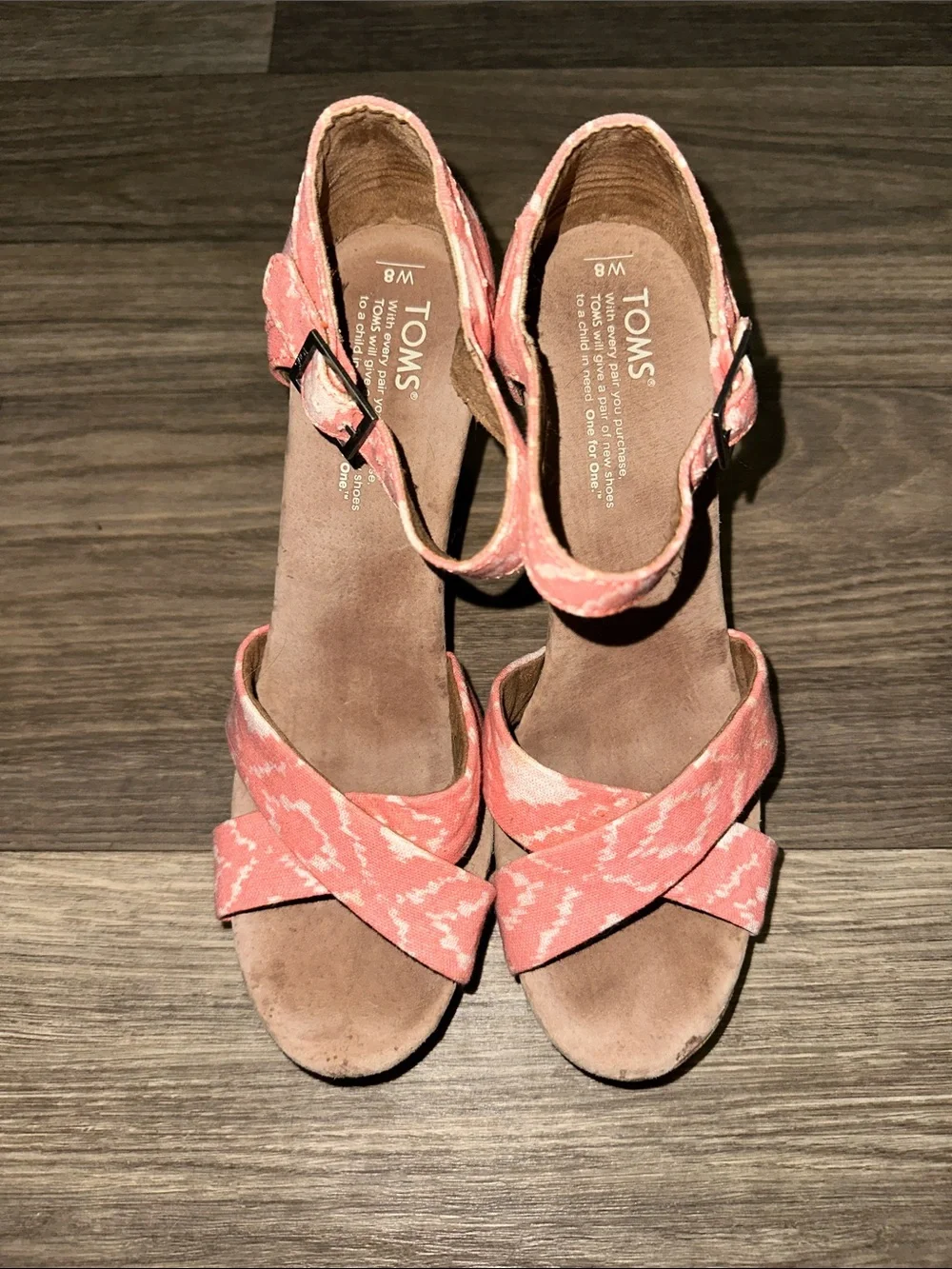 TOMS Coral Ikat Cork Wedges